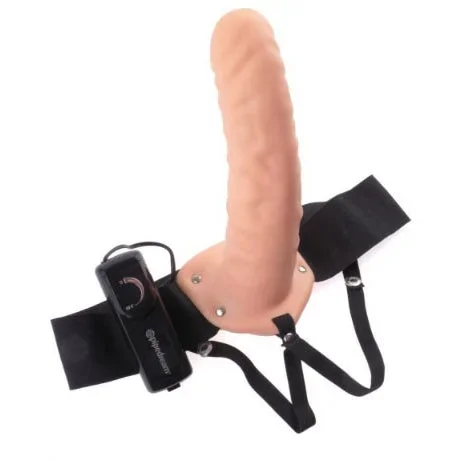 10″ Vibrating Hollow Strap-on Beige – Male Dildo Penis Extension