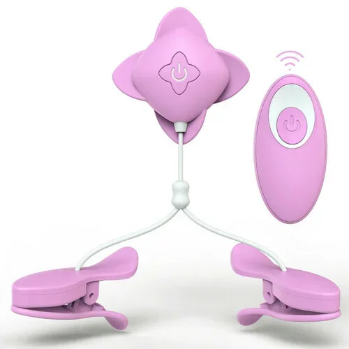 10 Modes Nipple Clip Vibrating Breast Clamps Electric Nipple Stimulator with Remote Control Women Sex Toy