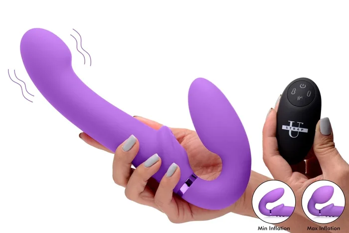10x Ergo- Fit G-Pulse Inflatable and Vibrating Strapless Strap- on – Purple