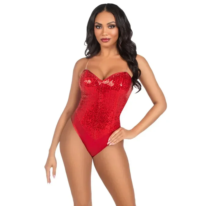 2 Pc Sequin Bodysuit – Small – Red