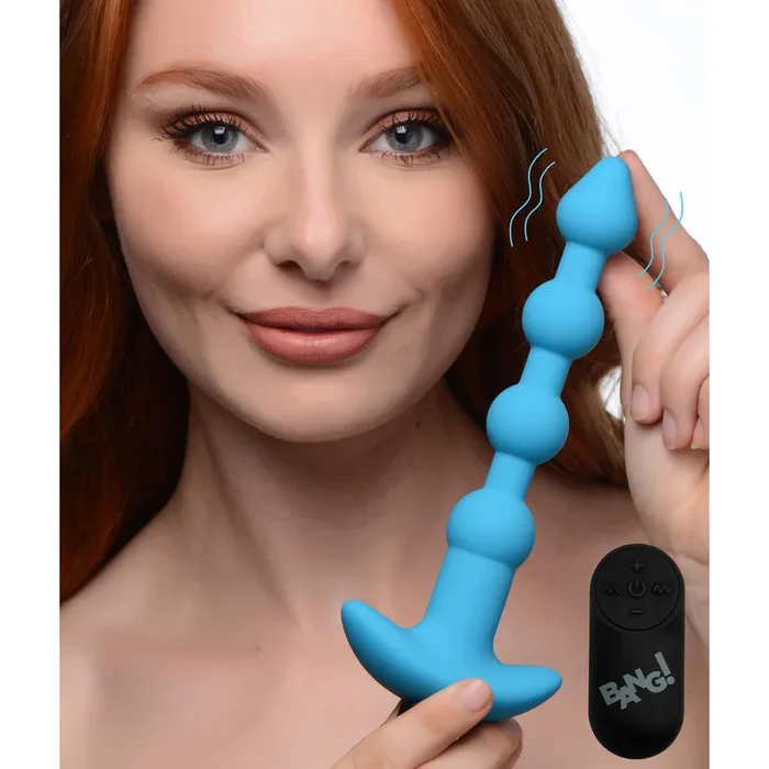 28X Remote Control Vibrating Silicone Anal Beads – Blue