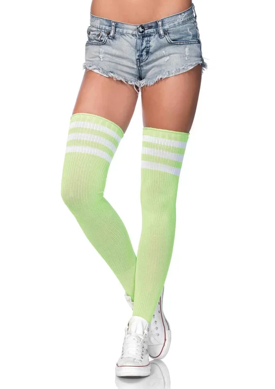 3 Stripes Athletic Ribbed Thigh Highs – One Size