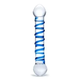 6.5″ Blue Spiral Glass Dildo
