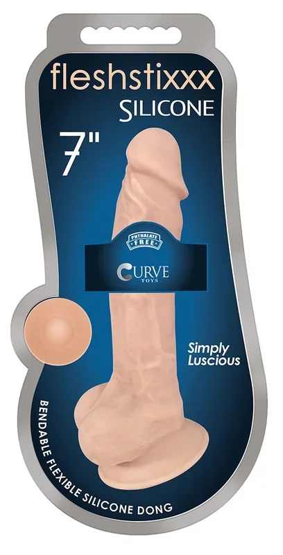 7 Inch Fleshstixxx Silicone Dildo With Balls – Vanilla