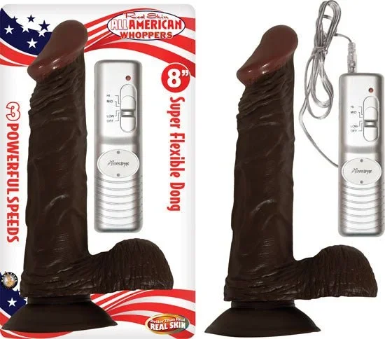 Afro American Whopper W/balls Vibrating 8in Brown