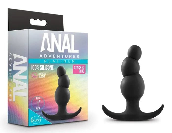 Anal Adventures Platinum By Blush® | Stacked Black 3.25-Inch Anal Plug