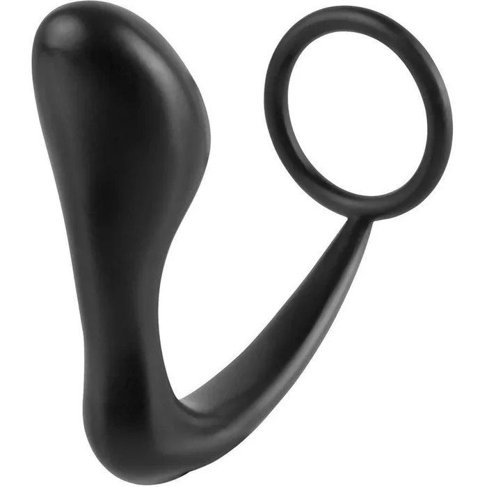 Anal plug with penis ring “Ass-gasm” made of silicone (black)