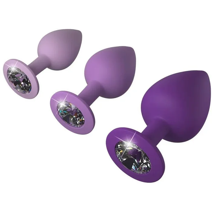 Anal plugs “Trainer” made of silicone soft-touch texture – conical in a set of 3 (violet)