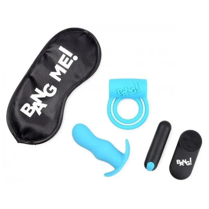 Bang! Duo Blast C Ring Butt Plug Bullet & Blindfold Kit Black