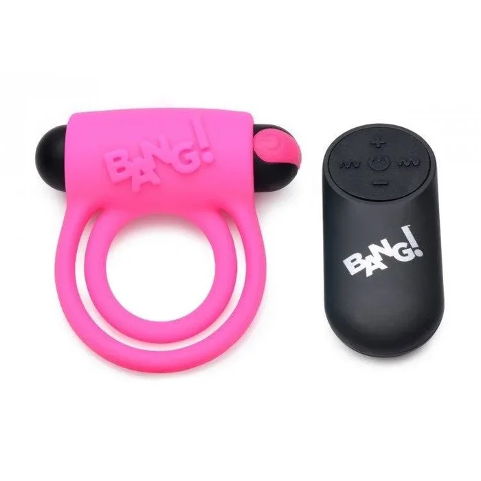 Bang! Silicone Cock Ring & Bullet W- Remote Pink