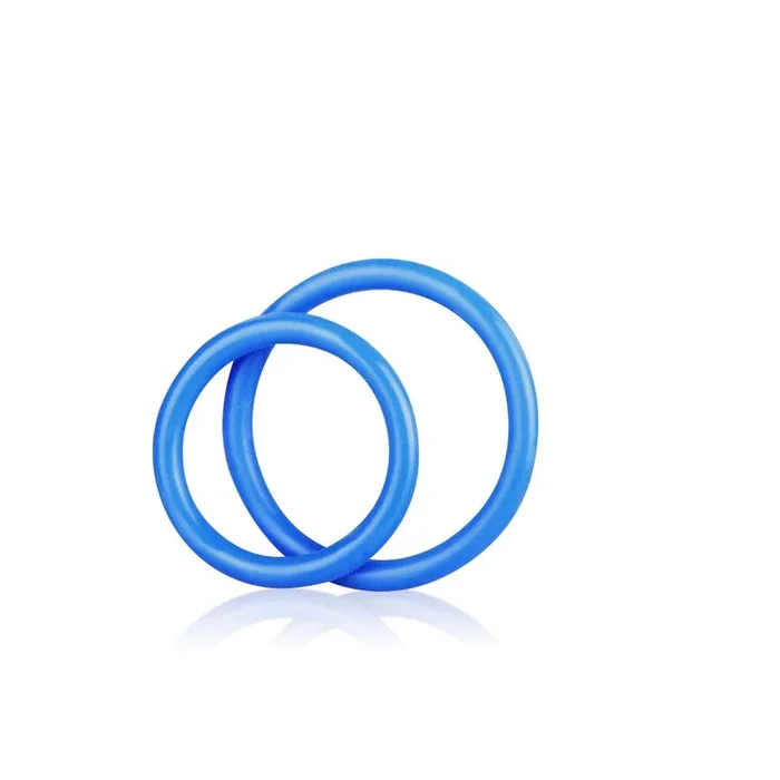 Blue Line Silicone Cock Ring Set Blue