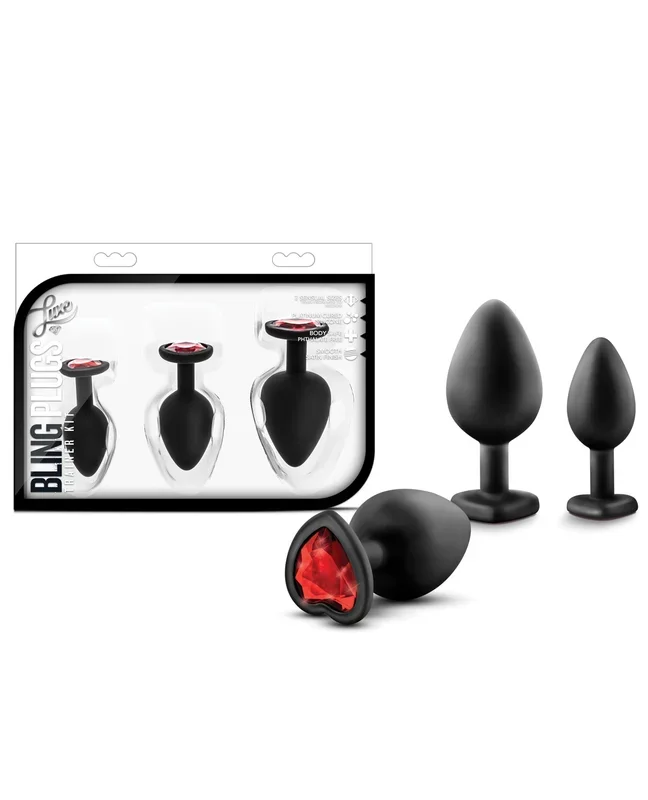Blush Luxe Bling Plugs Training Kit – Black w/Red Gems