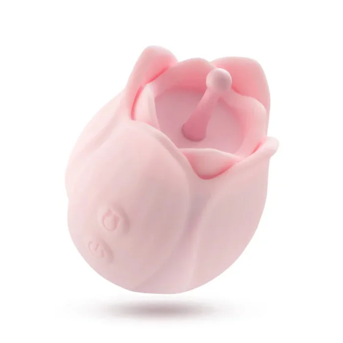 Blush Play With Me Romantic Rose Rechargeable Flicking Stimulator With Three Different Textured Attachments