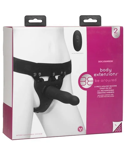 Body Extensions Be Aroused Vibrating 2 Piece Strap On Set – Black