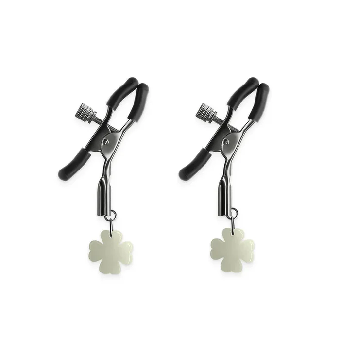 Bound Nipple Clamps With Glow In The Dark Shamrock Charms