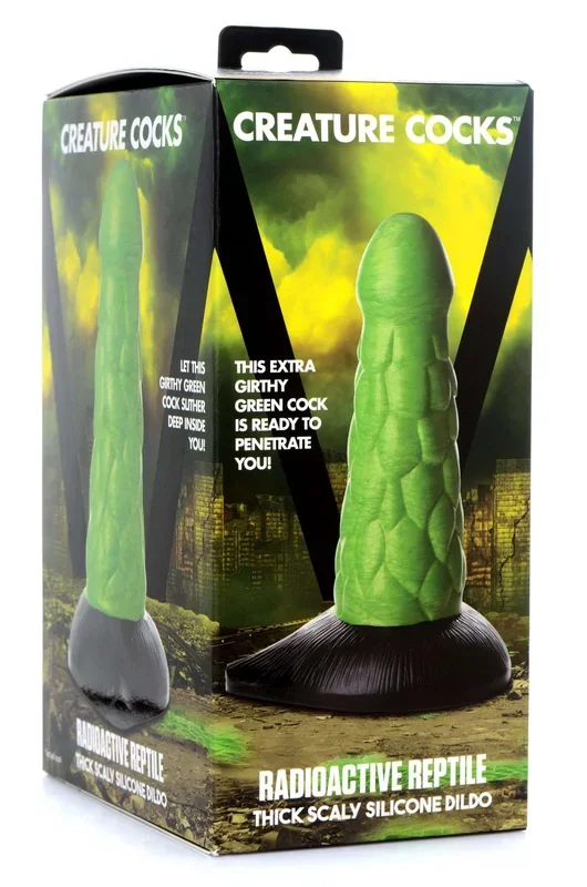 Cc – Radioactive Reptile Thick Scaly Silicone Dildo – Green