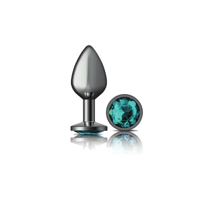 Cheeky Charms – Gunmetal Metal Butt Plug – Round – Teal – Medium