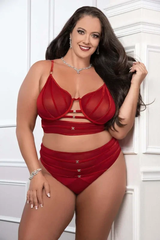 Cinnamon Red 2pc Satin Bra and High Waist Panty – Queen Size