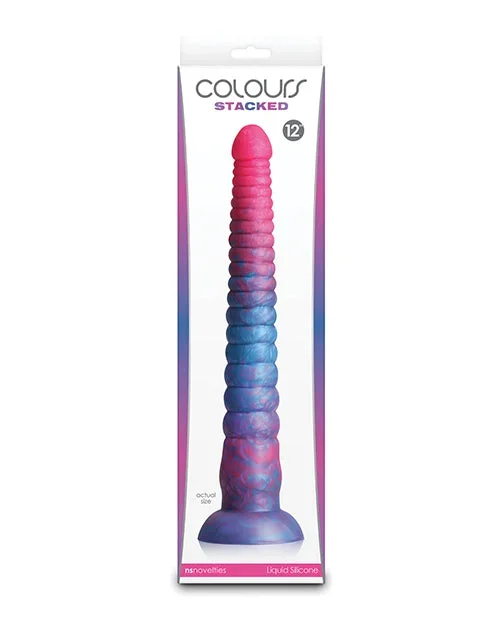 Colours Stacked 12″ Dildo – Pink/Blue