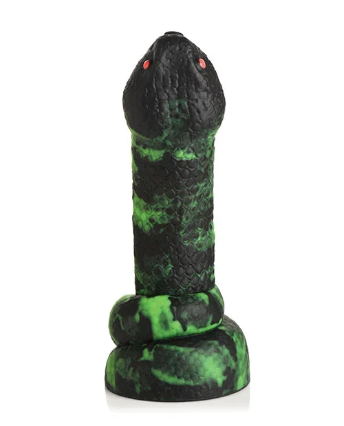 Consolador de silicona Python de Creature Cocks, color negro y verde