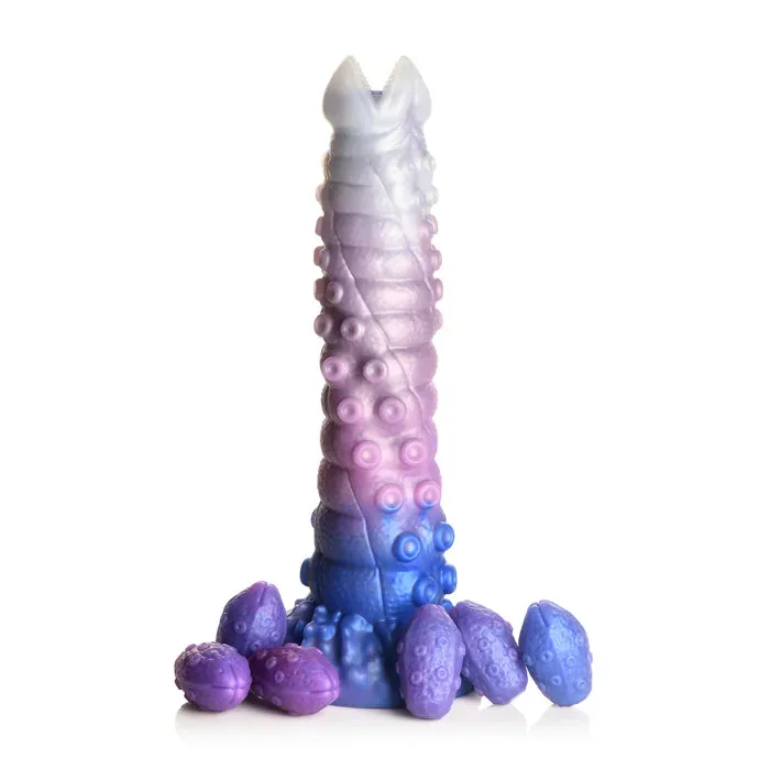 Creature Cocks Tenta-Queen Silicone Ovipositor Dildo Tentacle Textured Fantasy Shaped Harnessable Silicone Dildo with Silicone Eggs