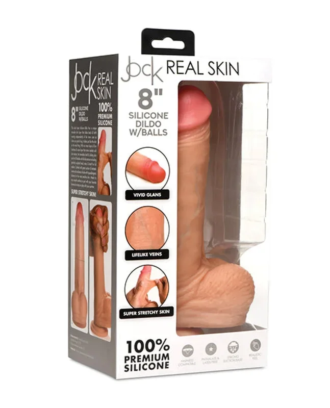 Curve Toys Jock Real Skin Silicone 8″ Dildo w/Balls