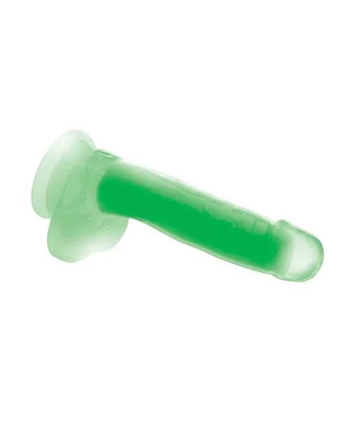 Curve Toys Lollicock 7″ Glow In The Dark Silicone Dildo w/Balls – Green