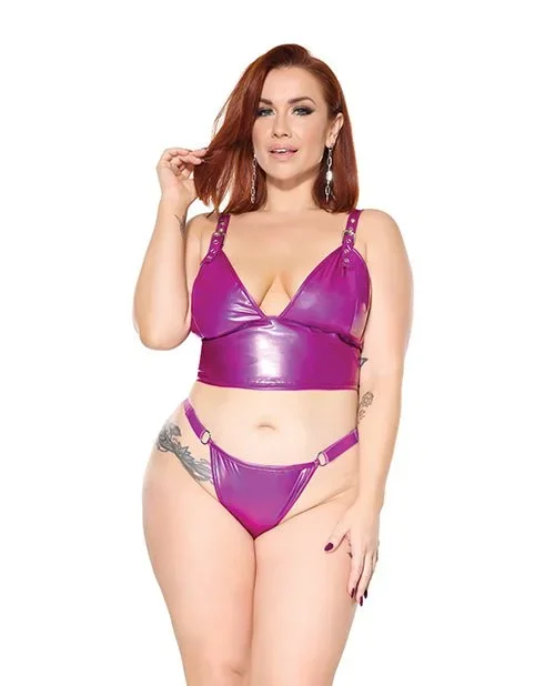 Darque PVC Bralette & G-String – Purple QN