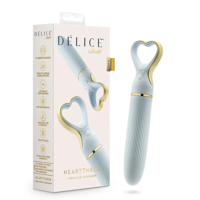 Delice™ By Blush® | Heartthrob Silicone Bullet Vibrator With Heart-Shaped Handle – Something Blue
