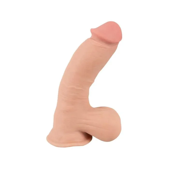 Dildo mit Saugfuss und Hoden – bewegliche Haut 20 cm (hautfarben hell)