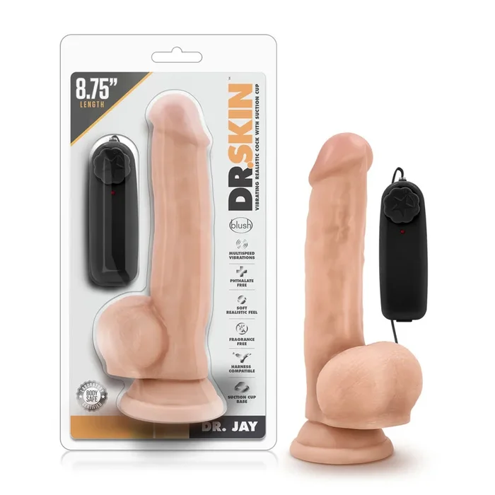 Dr. Skin – Dr. Jay – 8.75 Inch Vibrating Cock With Suction Cup – Vanilla