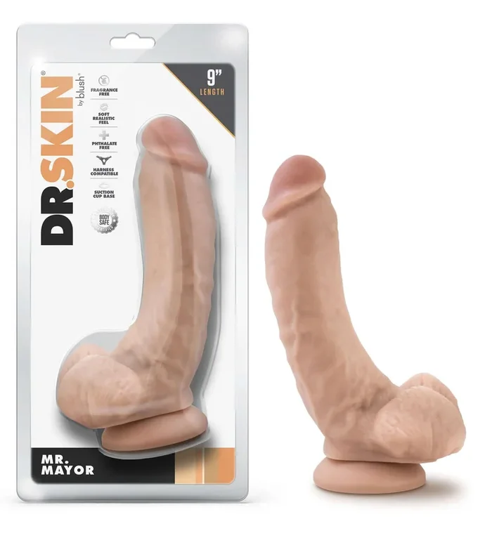 Dr. Skin – Mr. Mayor – 9 Inch Dildo With Balls – Beige