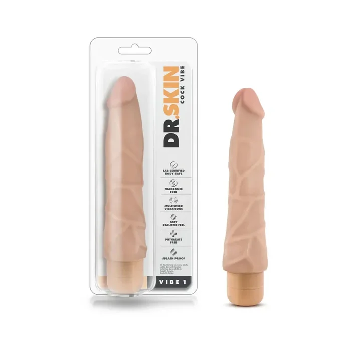 Dr. Skin Cock Vibe 1 Realistic 9 in. Vibrating Dildo Beige