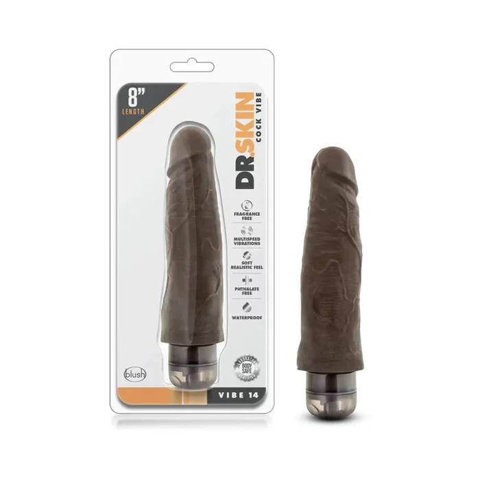 Dr. Skin Cock Vibe 14 Realistic 8 in. Vibrating Dildo Brown