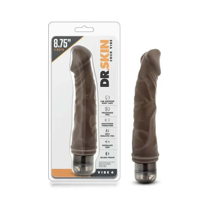 Dr. Skin Cock Vibe 6 Realistic 8.75 in. Vibrating Dildo Brown