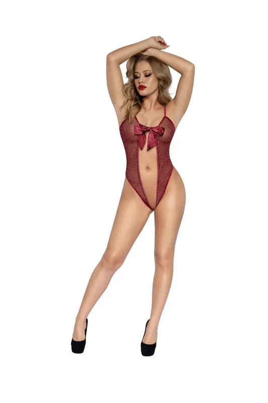 Dreamgirl Rhinestone Encrusted Teddy OS Maroon