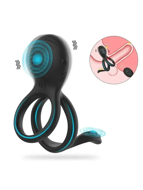 Eros Vibrating Dual Penis Ring | Wireless Remote Control | 7 Strong Vibration Modes | Clitoral Stimulator | Couple