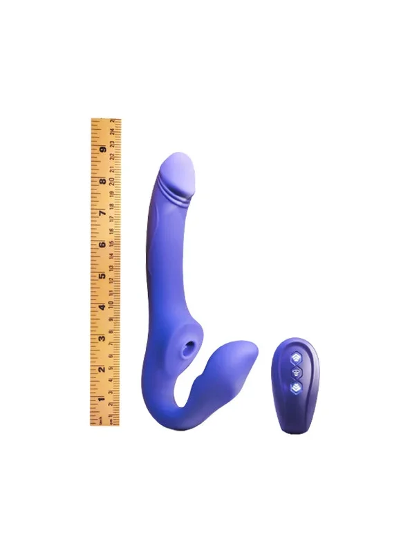 Evolved 2 Become 1 Silicone Rechargeable Triple-Motor Air Pulse Remote Controlled Double Dildo
