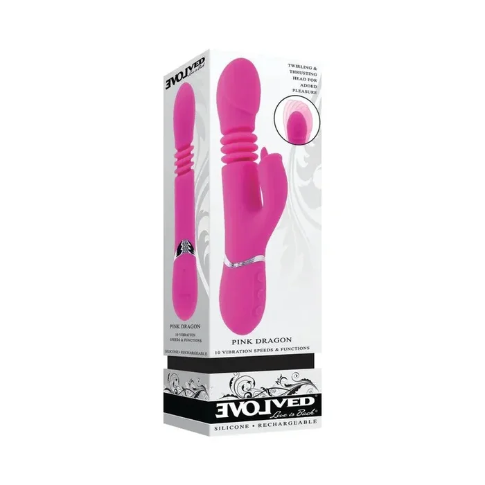 Evolved Pink Dragon Rechargeable Silicone Multi Vibrator