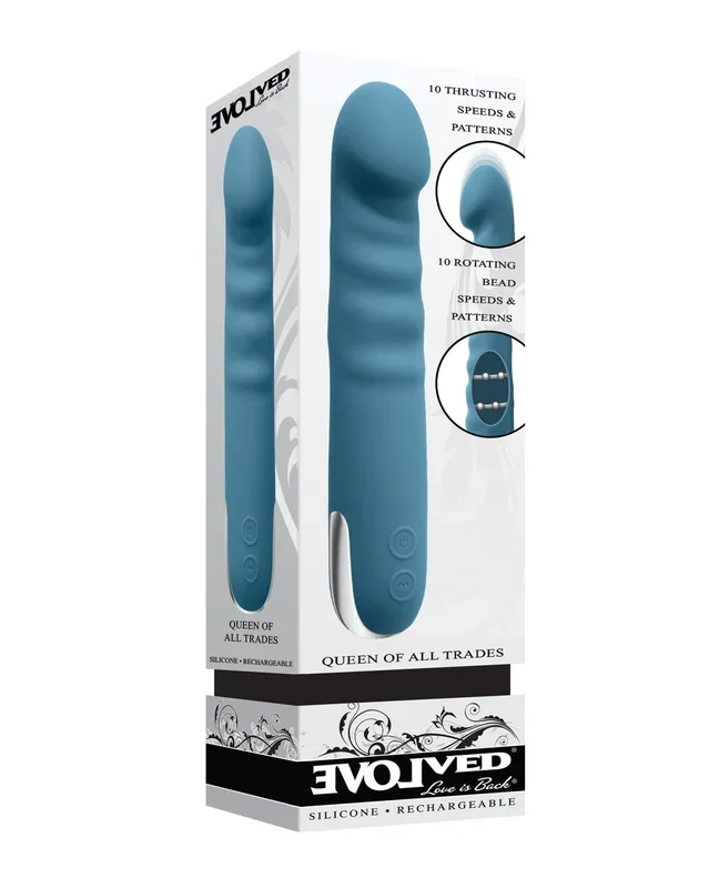 Evolved Queen of All Trades Thrusting & Rotating Vibrator – Teal