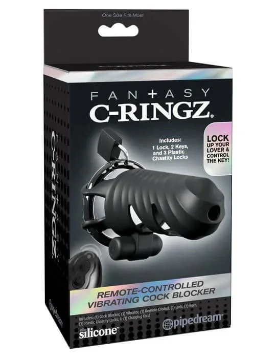 Fantasy C-Ringz Remote-Controlled Vibrating Cock Blocker Black