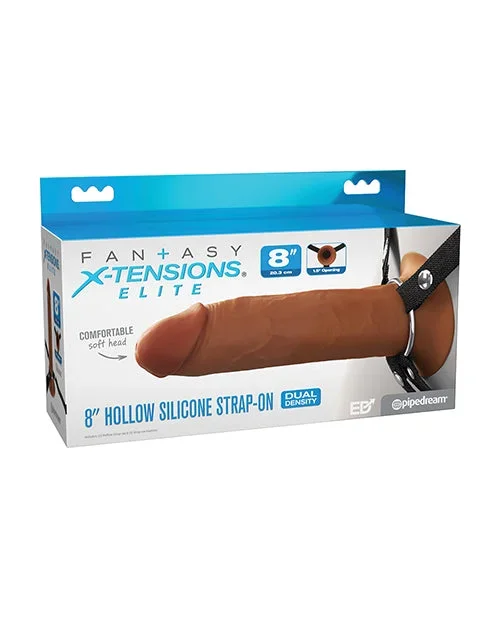 Fantasy X-Tensions Elite 8″ Silicone Hollow Strap-on w/Harness – Brown