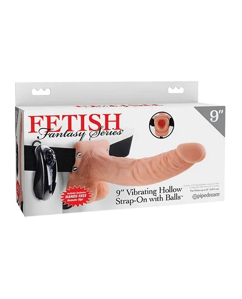 Fetish Fantasy Series 9″ Vibrating Hollow Strap On w/Balls – Flesh