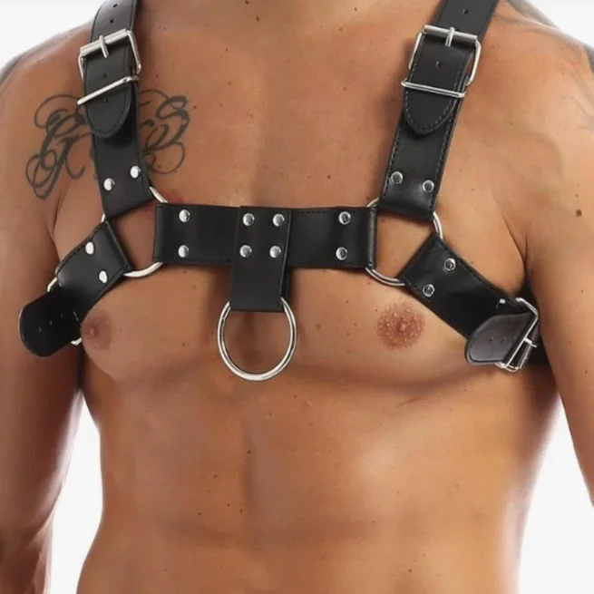 Fetish Play Mens Studded Chest Harness