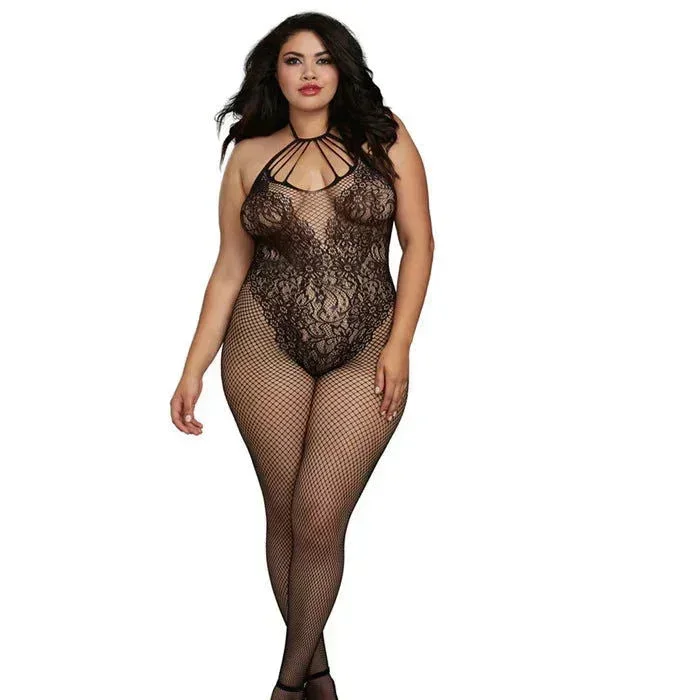 Fishnet Bodystocking With Knitted Teddy Design