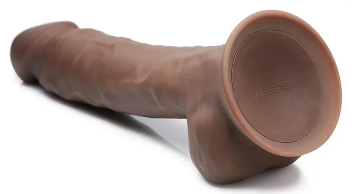Fleshstixxx 8″ Vibrating Silicone Dildo With Balls Brown