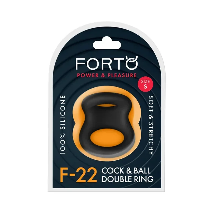 Forto F-22 Liquid Silicone Cock & Ball D-Ring Small Black