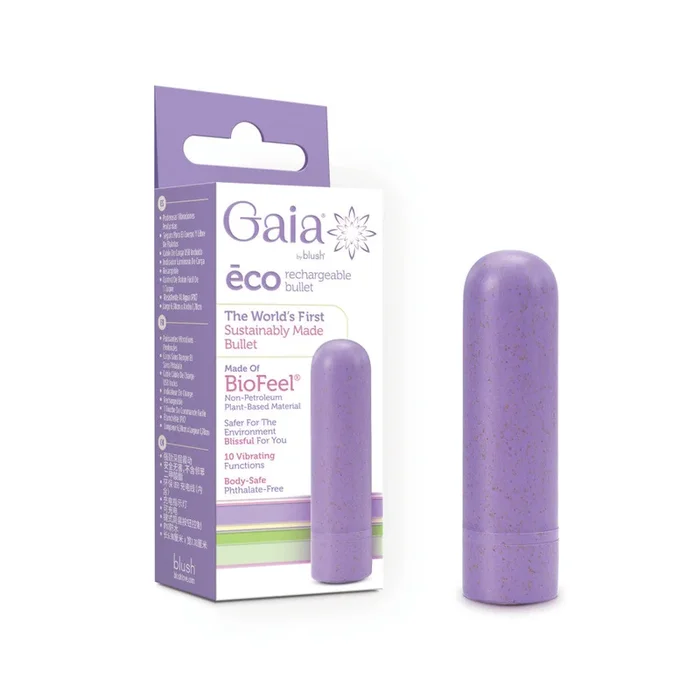 Gaia® By Blush® | Eco Rechargeable: Plant-Based 3″ Smooth Multispeed Bullet Vibrator in Lilac – Made from Sustainable BioFeel™