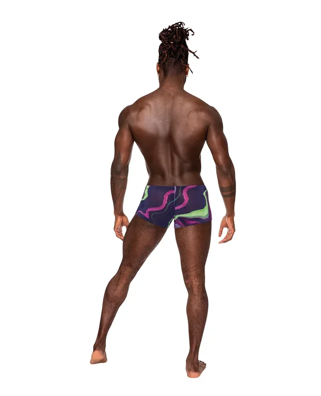 Galactic Sheer Poly Spandex Mini Short Multi Color XL