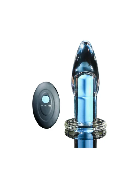Gender X Electric Blue Rechargeable Vibrating Remote Control Teardrop Butt Plug